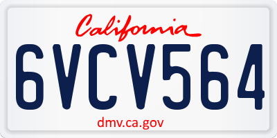 CA license plate 6VCV564