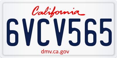 CA license plate 6VCV565