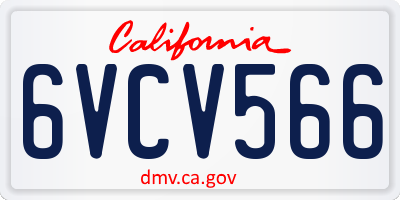 CA license plate 6VCV566