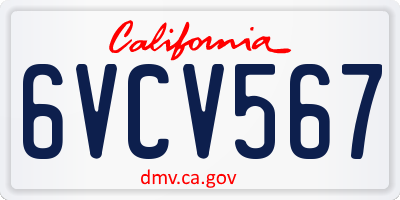 CA license plate 6VCV567