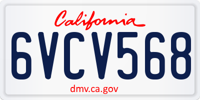 CA license plate 6VCV568