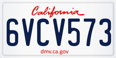 CA license plate 6VCV573