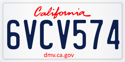CA license plate 6VCV574