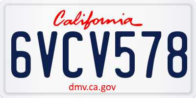 CA license plate 6VCV578