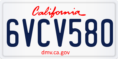 CA license plate 6VCV580