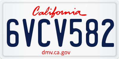 CA license plate 6VCV582