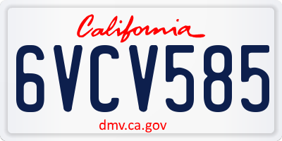 CA license plate 6VCV585