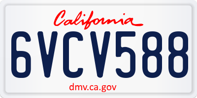 CA license plate 6VCV588
