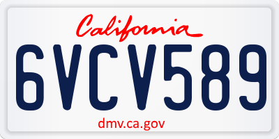 CA license plate 6VCV589