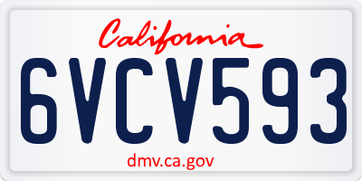 CA license plate 6VCV593