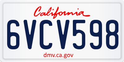 CA license plate 6VCV598