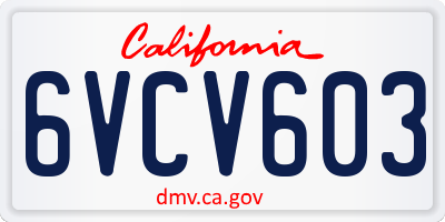 CA license plate 6VCV603
