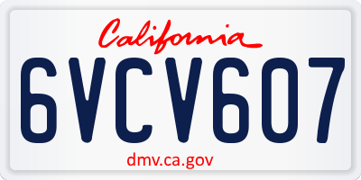 CA license plate 6VCV607