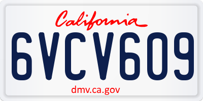 CA license plate 6VCV609