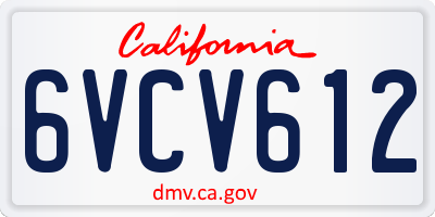 CA license plate 6VCV612