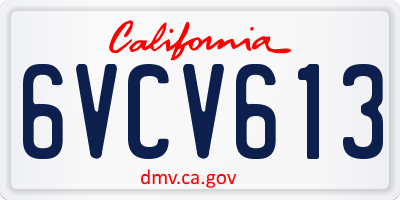 CA license plate 6VCV613