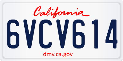 CA license plate 6VCV614