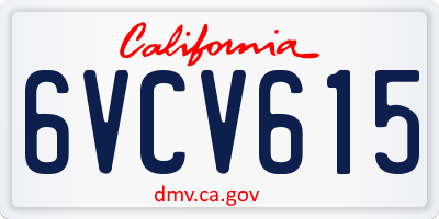 CA license plate 6VCV615