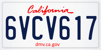 CA license plate 6VCV617