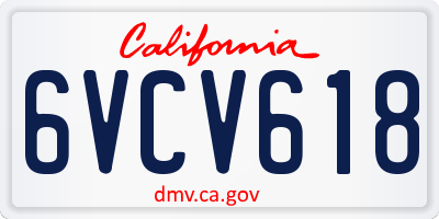 CA license plate 6VCV618