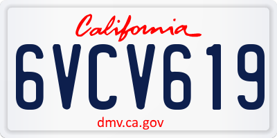 CA license plate 6VCV619