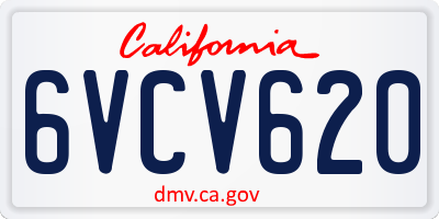 CA license plate 6VCV620