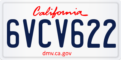 CA license plate 6VCV622
