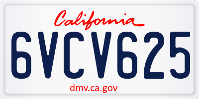 CA license plate 6VCV625