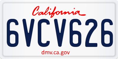 CA license plate 6VCV626