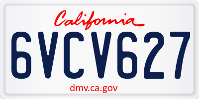 CA license plate 6VCV627