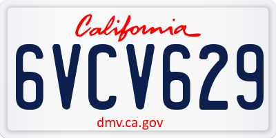 CA license plate 6VCV629