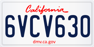 CA license plate 6VCV630