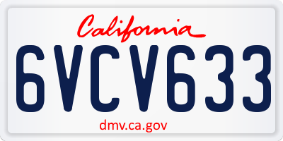 CA license plate 6VCV633
