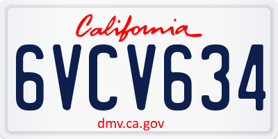 CA license plate 6VCV634