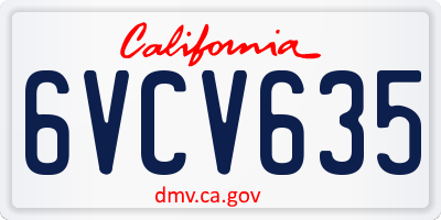 CA license plate 6VCV635
