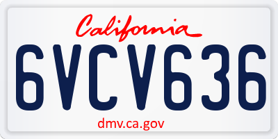 CA license plate 6VCV636