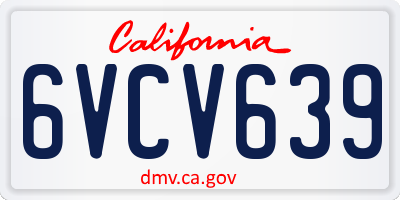 CA license plate 6VCV639