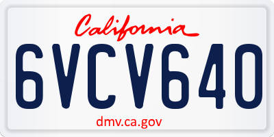 CA license plate 6VCV640