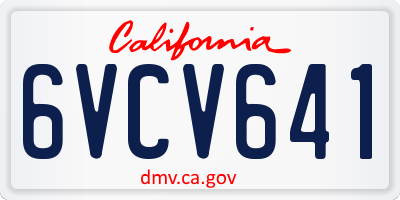 CA license plate 6VCV641