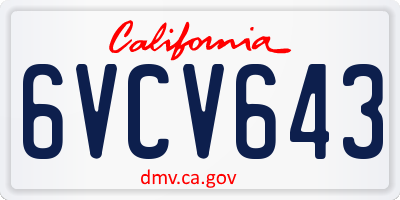 CA license plate 6VCV643