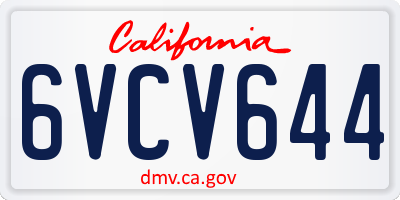 CA license plate 6VCV644