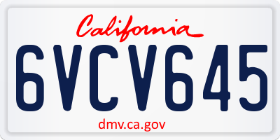 CA license plate 6VCV645