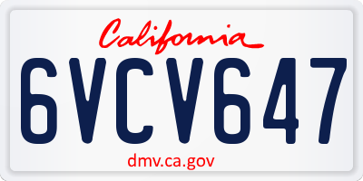 CA license plate 6VCV647