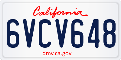 CA license plate 6VCV648