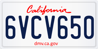 CA license plate 6VCV650