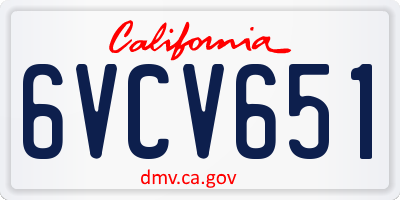 CA license plate 6VCV651