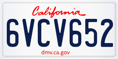 CA license plate 6VCV652