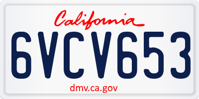 CA license plate 6VCV653