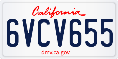 CA license plate 6VCV655