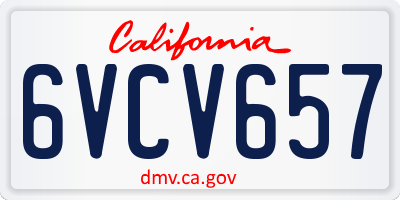 CA license plate 6VCV657